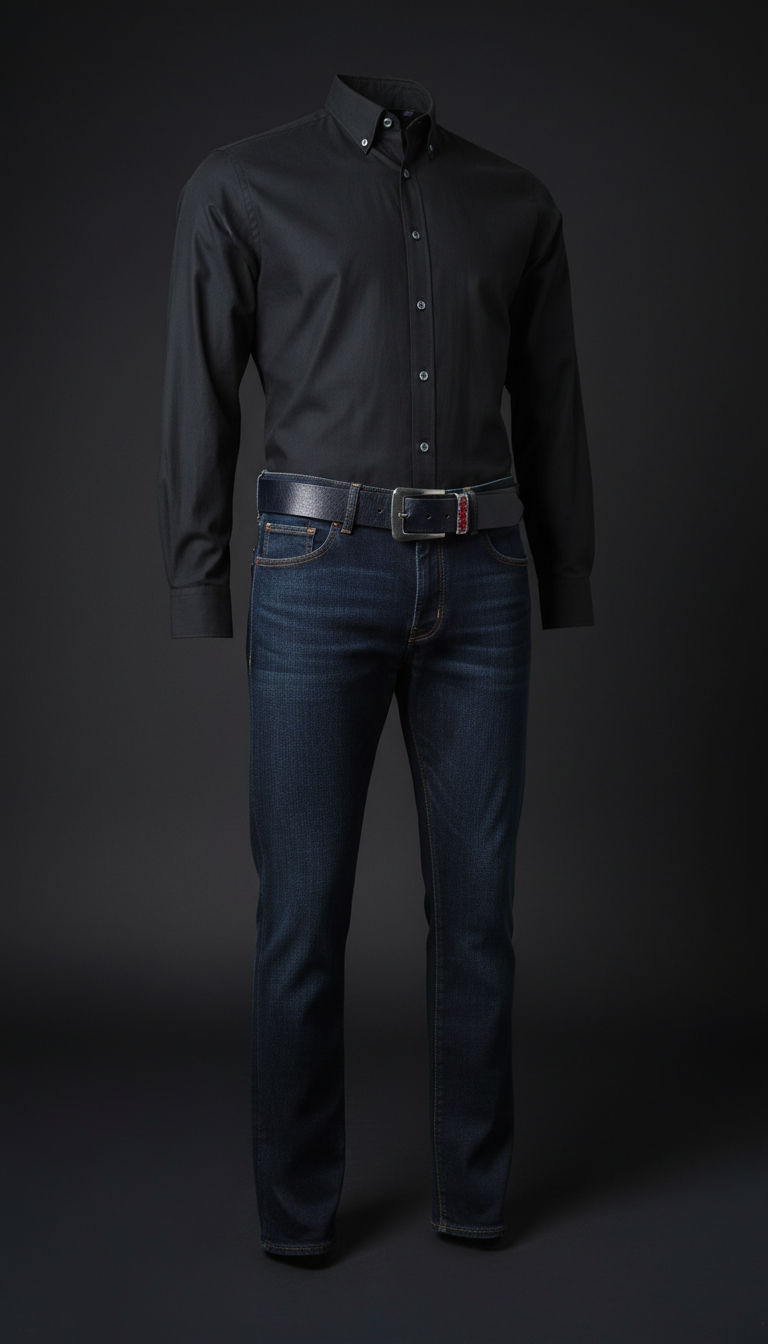Classic Button-Down Shirt in Night Black